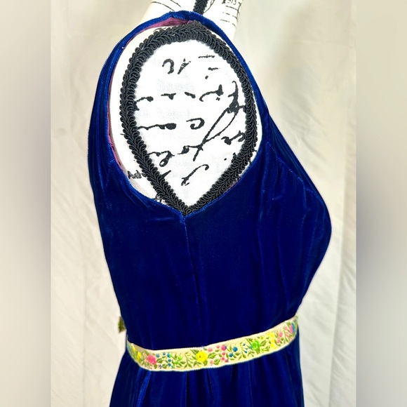 Vintage 1960s Evening Gown Velveteen Custom Dress Women’s Small Cobalt Blue - Picture 11 of 14